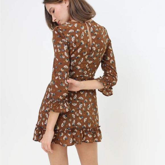 SALT + CO. - Dress No. 01, Brown Floral, Long Sleeve Mini Dress (NWT) - Picture 6 of 6
